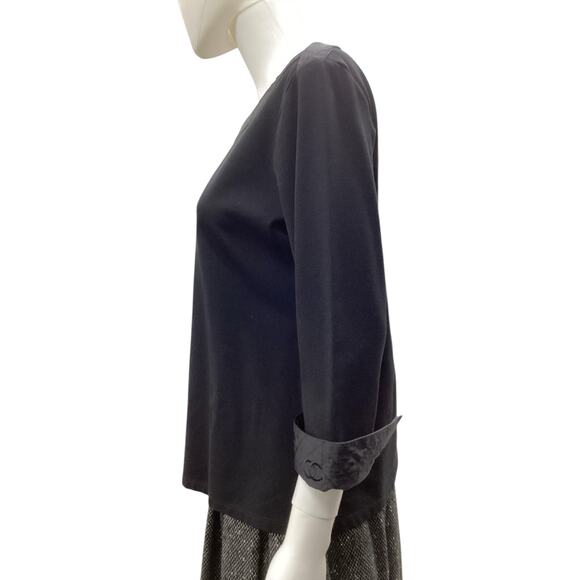 Chanel Top Women’s Size L Satin Trim Stretchy CC Logo On The Quilted Cuffs Black - Picture 3 of 6